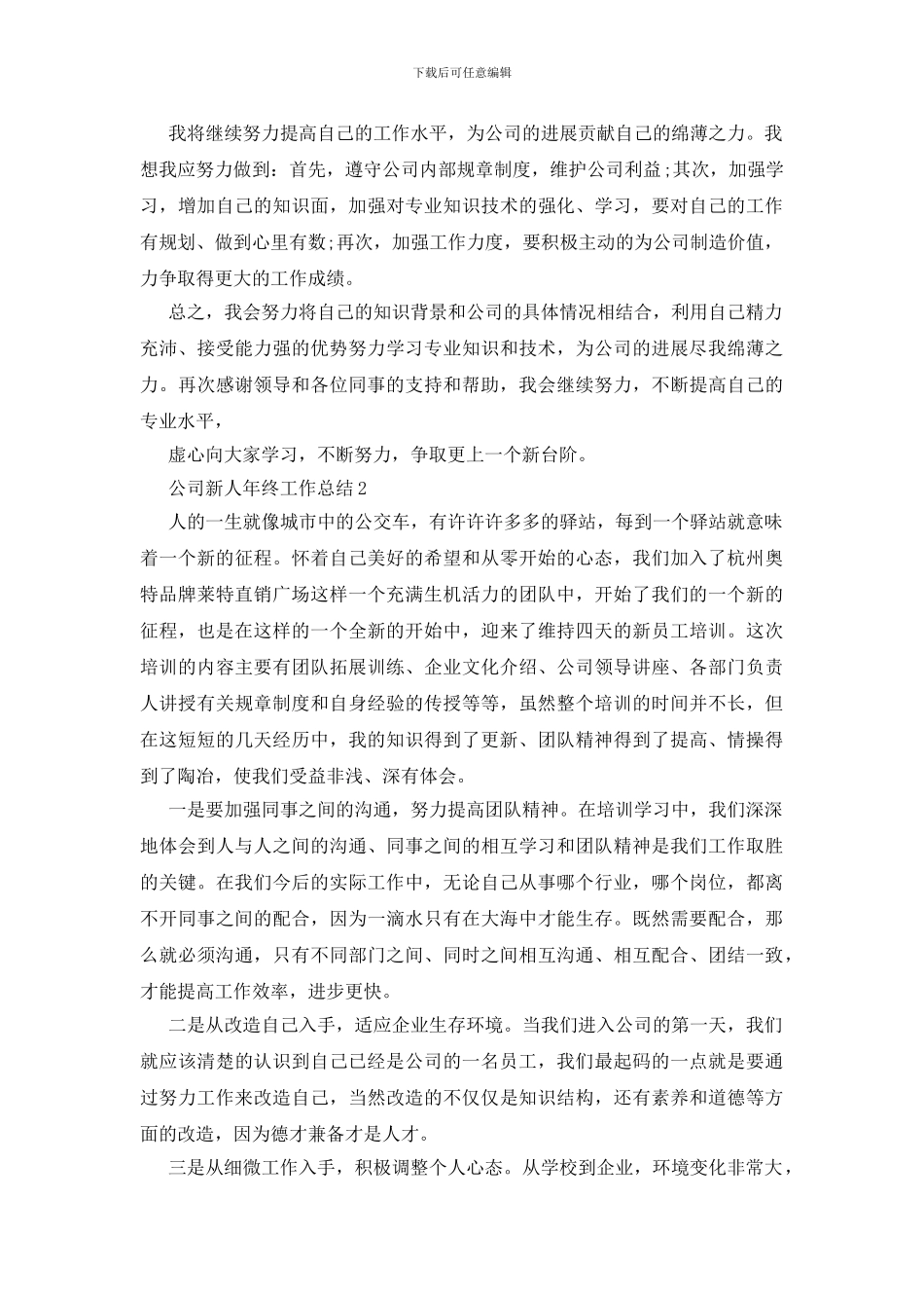 公司新人年终工作总结_第2页
