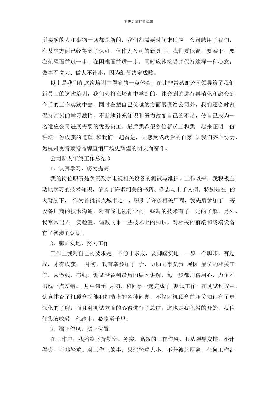公司新人年终工作总结_第3页