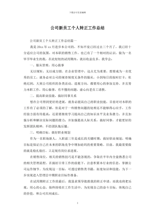 公司新员工个人转正工作总结