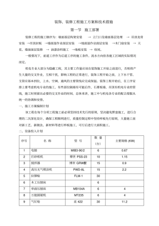 装饰、装修工程施工组织设计方案和技术措施