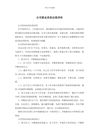 公司营业员的自我评价