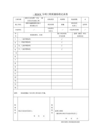 装饰装修分项工程质量验收记录表