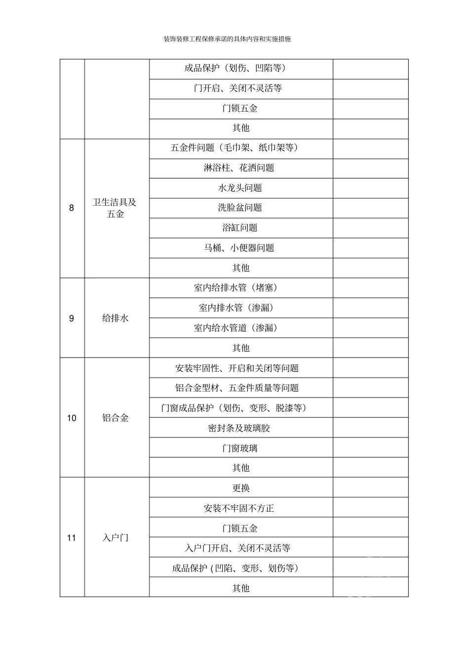 装饰装修工程保修承诺的具体内容和实施措施_第3页
