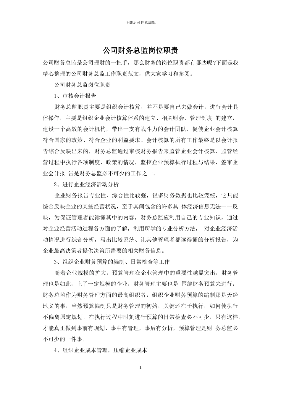 公司财务总监岗位职责_第1页