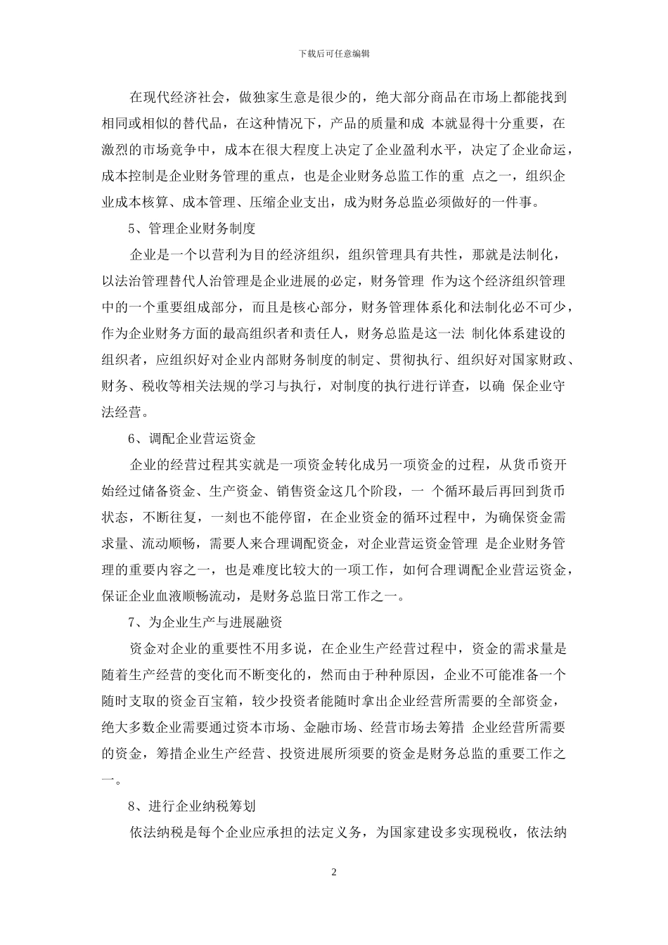 公司财务总监岗位职责_第2页