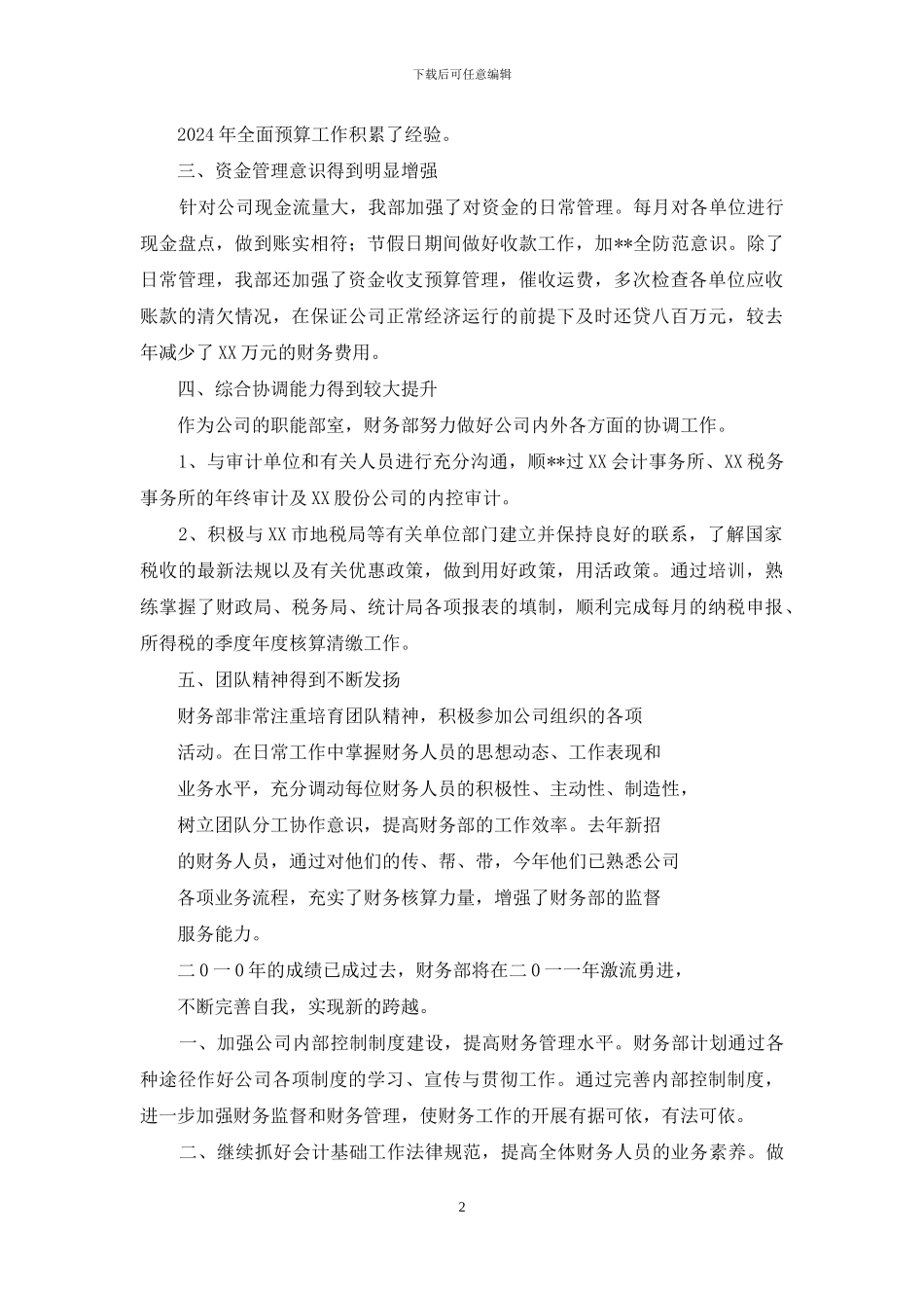 公司财务部工作总结_第2页