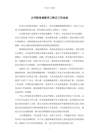公司财务部新员工转正工作总结