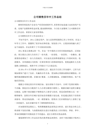 公司销售员年中工作总结