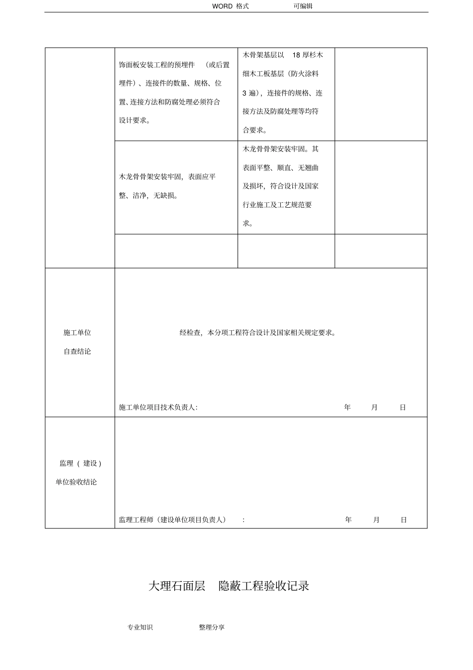 装饰装修隐蔽工程验收记录文本表全套范例_第3页