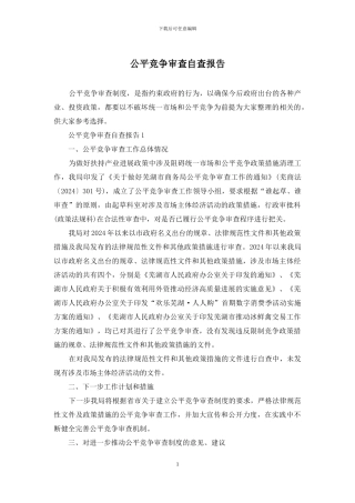 公平竞争审查自查报告