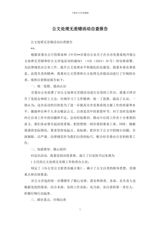 公文处理无差错活动自查报告