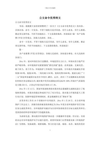 公文命令优秀例文