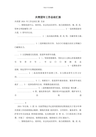 共青团年工作总结汇报