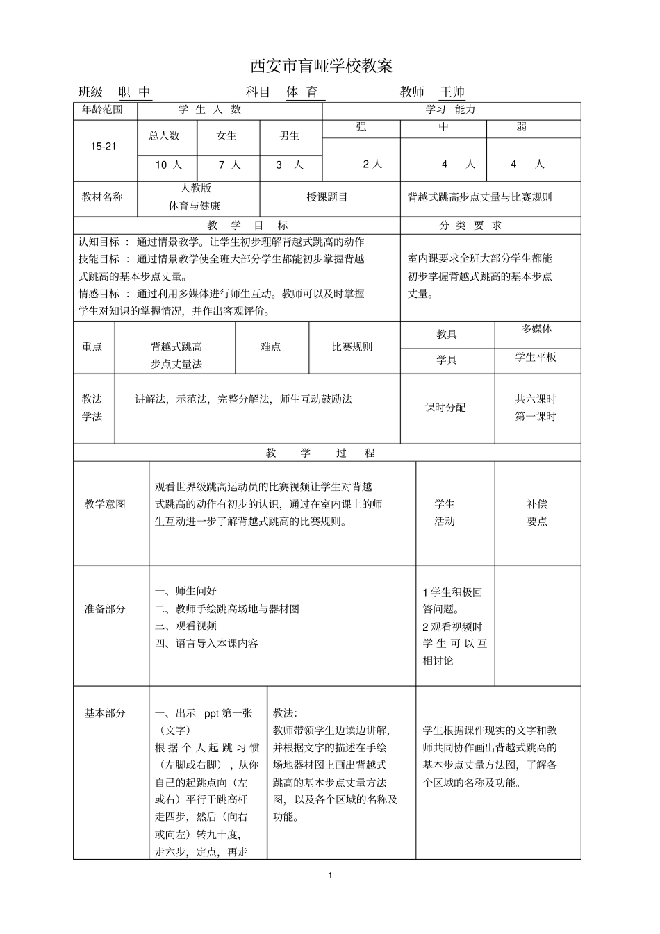 西安特殊教育学校课堂教学方案_第1页