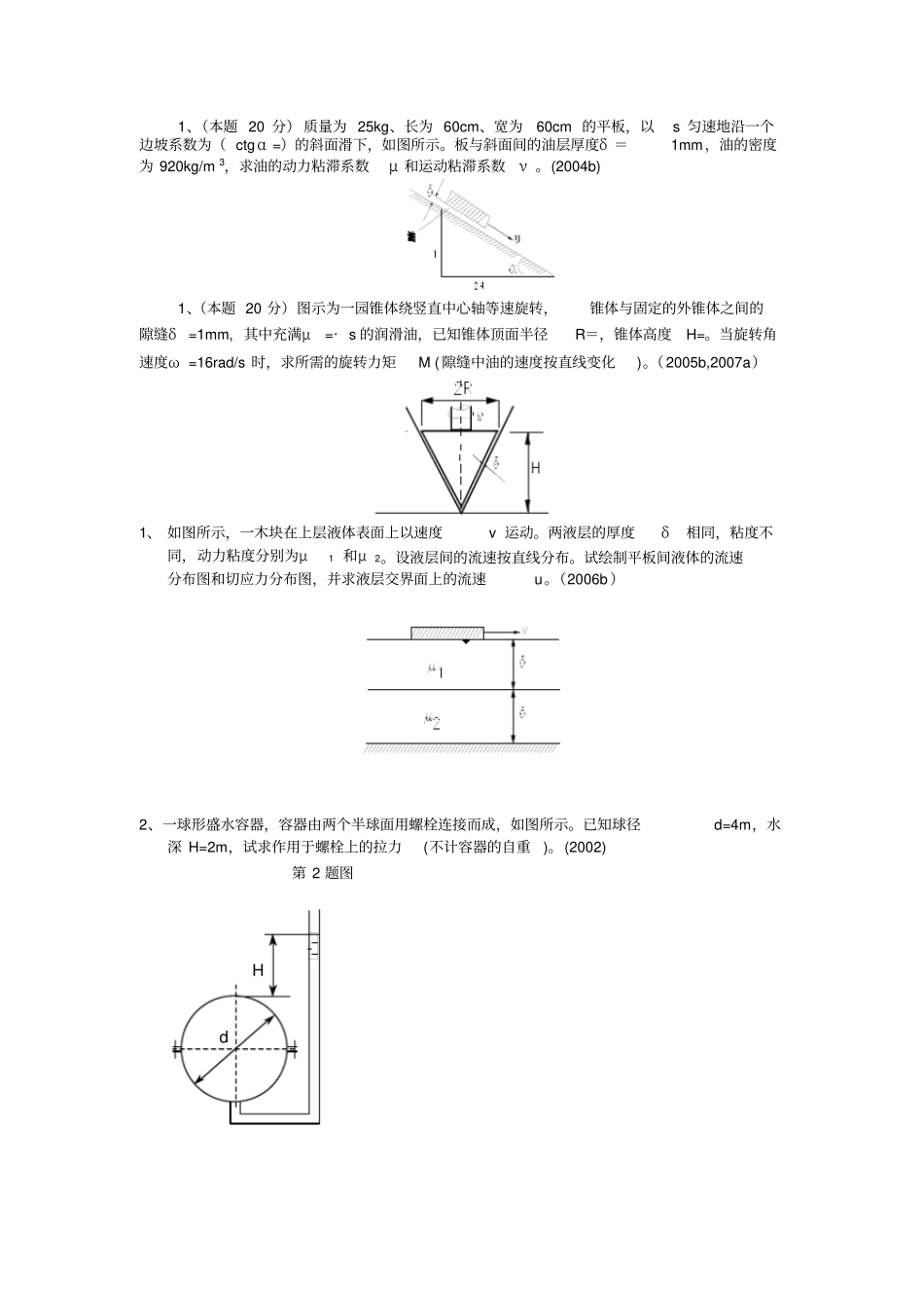 西安理工大学历年硕士水力学试题011年高清版_第2页