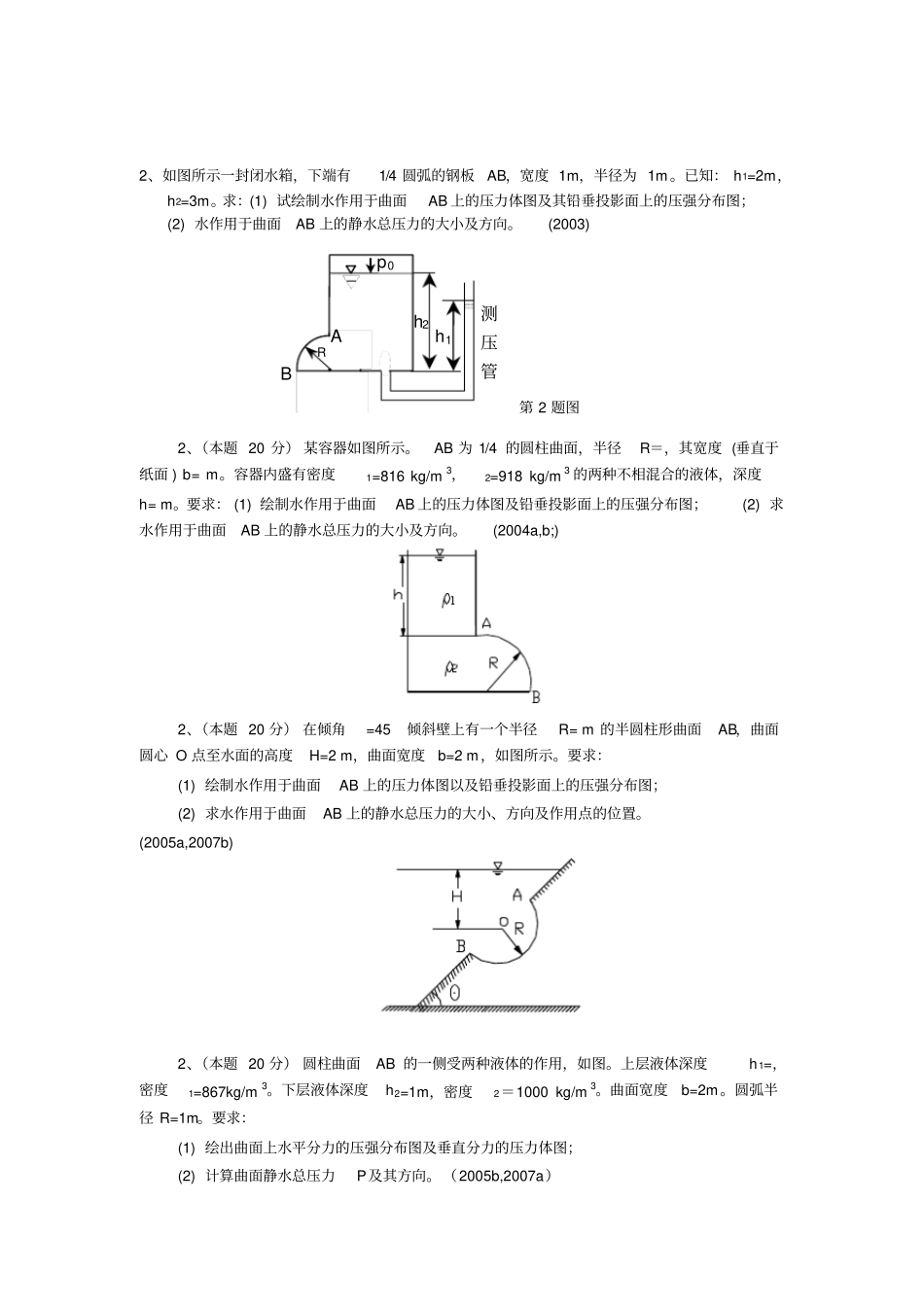 西安理工大学历年硕士水力学试题011年高清版_第3页