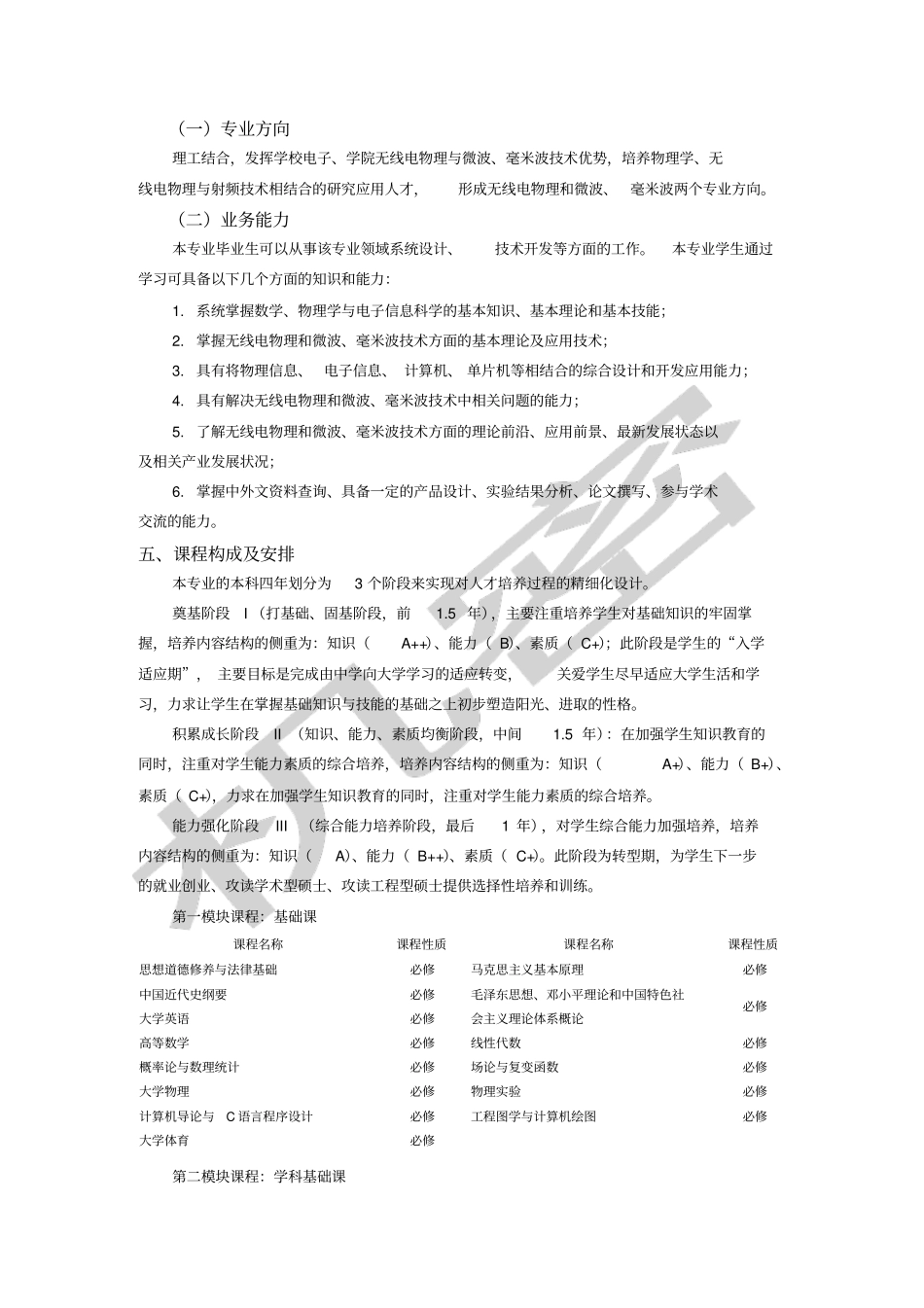 西安电子科技大学电子信息科学与技术专业培养方案新新_第3页