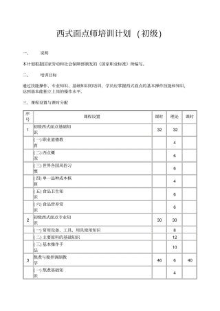 西式面点师培训计划