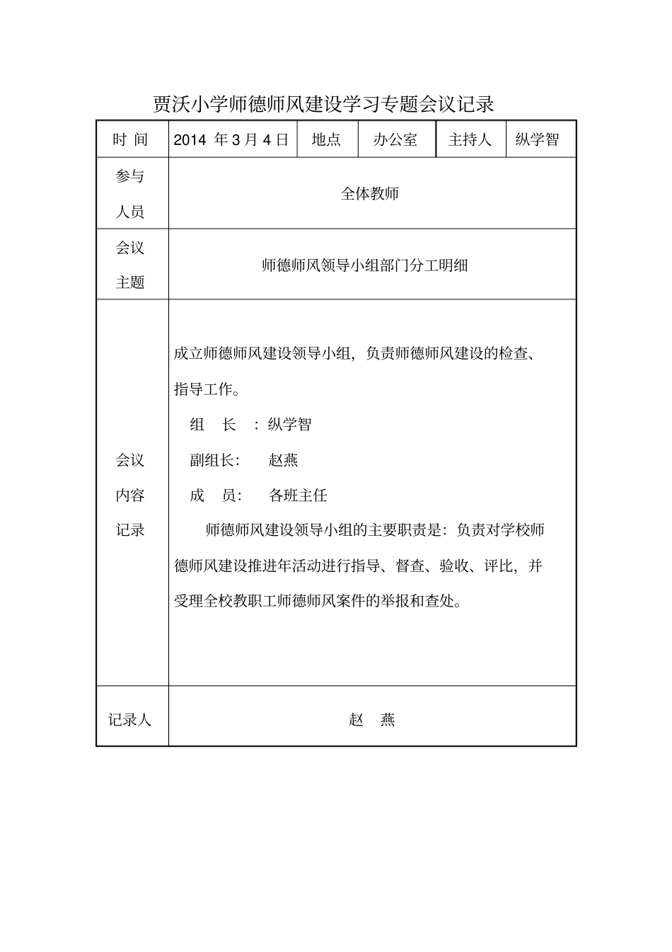 西张庄小学师德师风建设学习活动会议记录分析_第2页