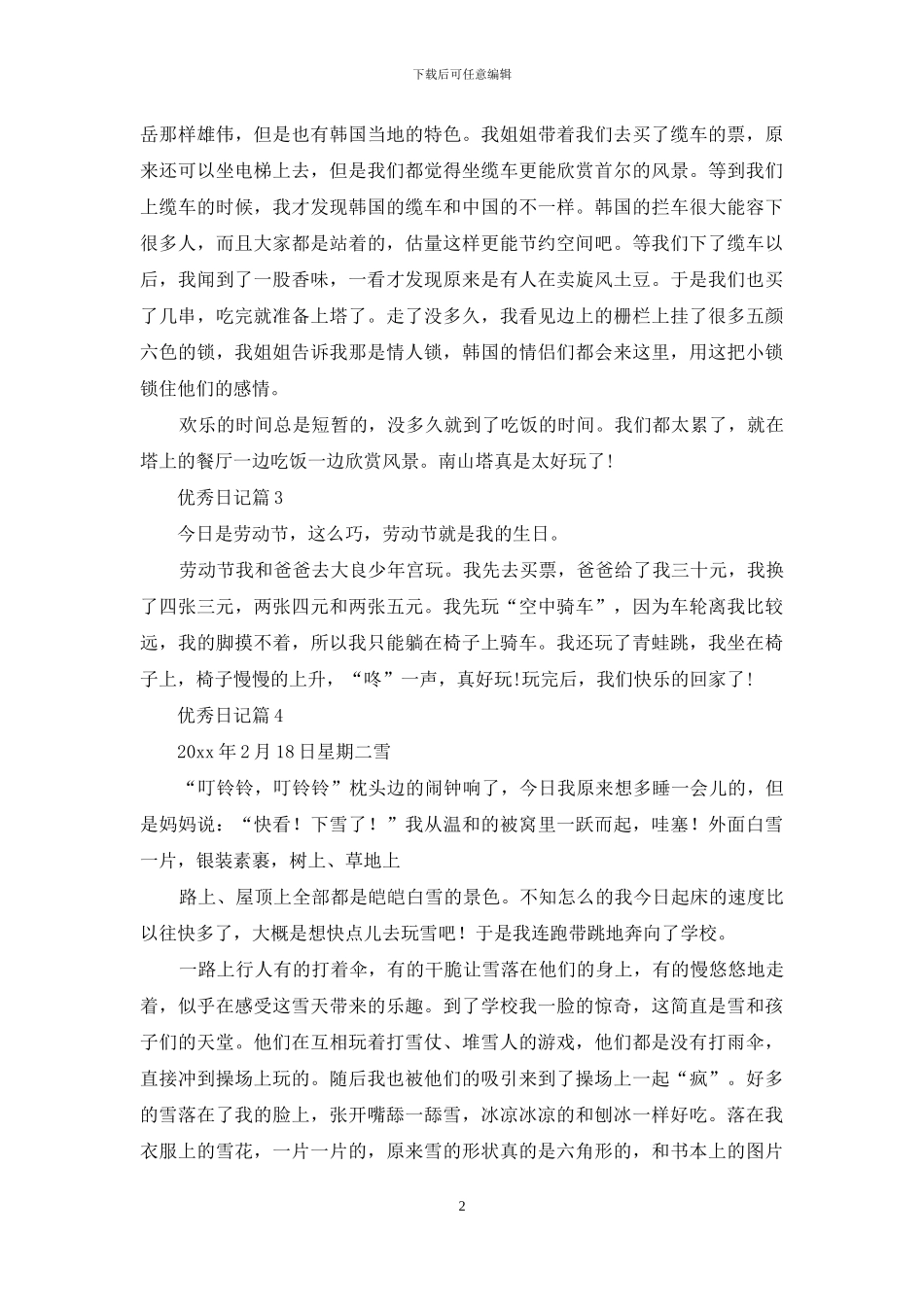 关于优秀日记集合5篇_第2页