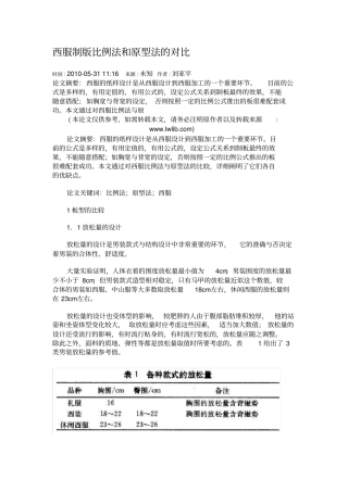 西服制版比例法和原型法的对比