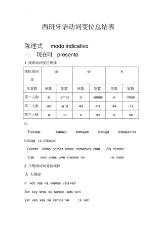 西班牙语动词变位总结表
