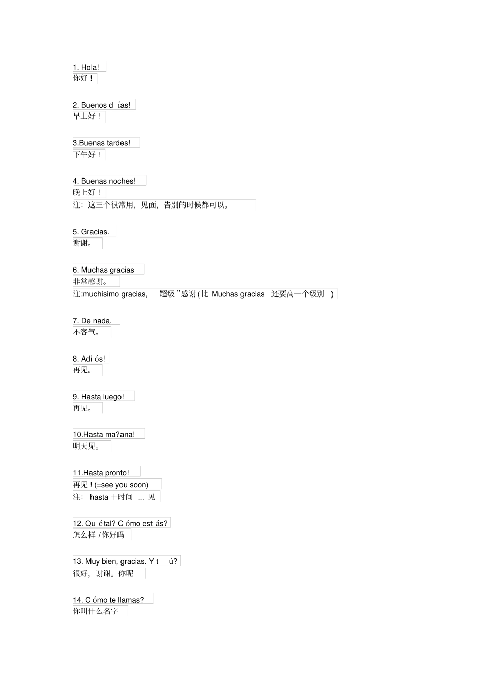 西班牙语常用日常用语句_第1页