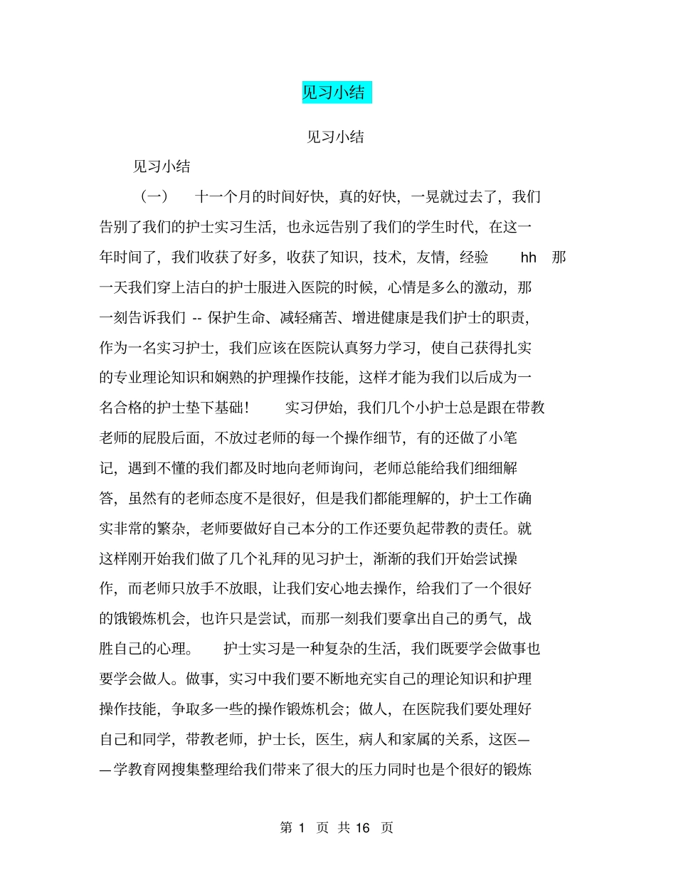 见习小结【可编辑版】_第1页