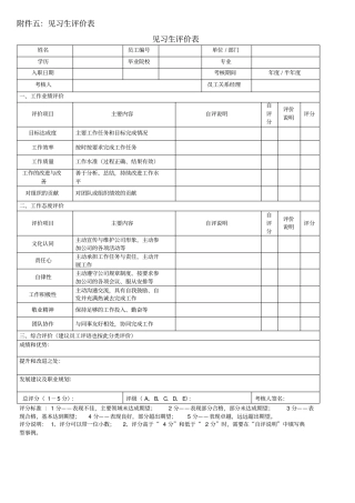 见习生评价表