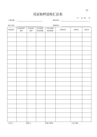 见证取样送检汇总表