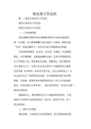 视光部工作总结