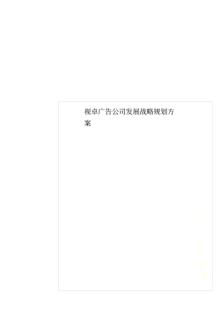 视卓广告公司发展战略规划方案