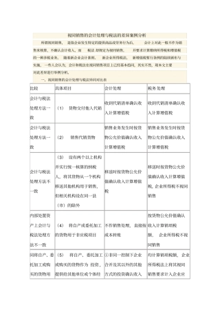 视同销售的会计处理与税法的差异案例分析