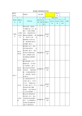 视觉部KPI绩效考评表