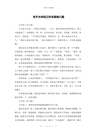 关于大年初三作文集锦八篇