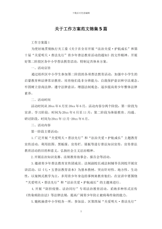 关于工作方案范文锦集5篇