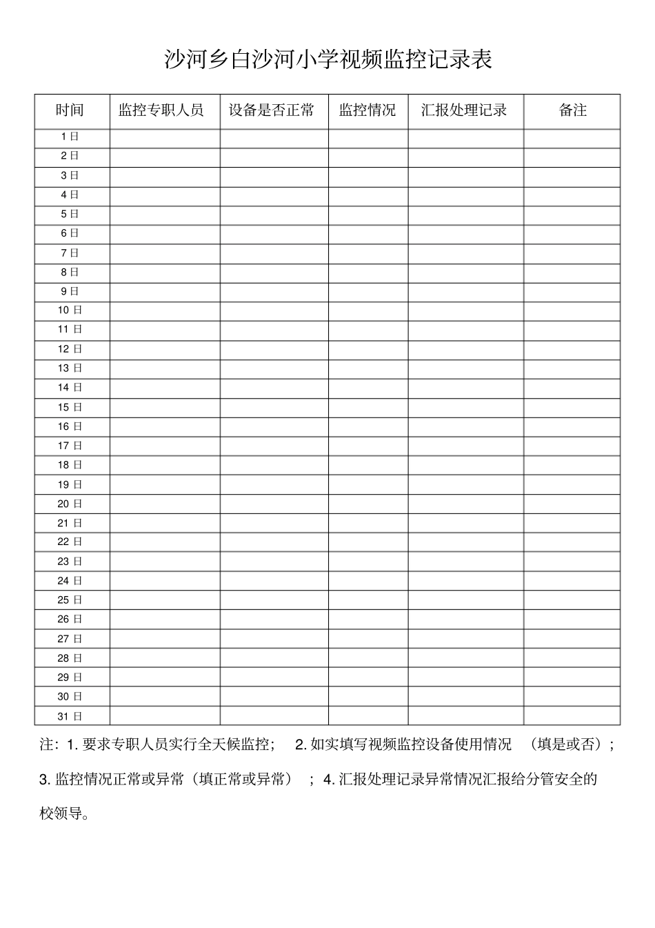 视频监控记录表_第1页