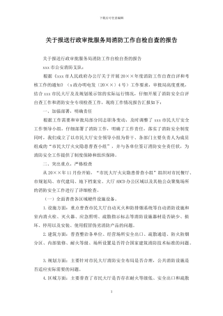 关于报送行政审批服务局消防工作自检自查的报告