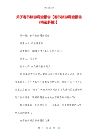 关于春节旅游调查报告