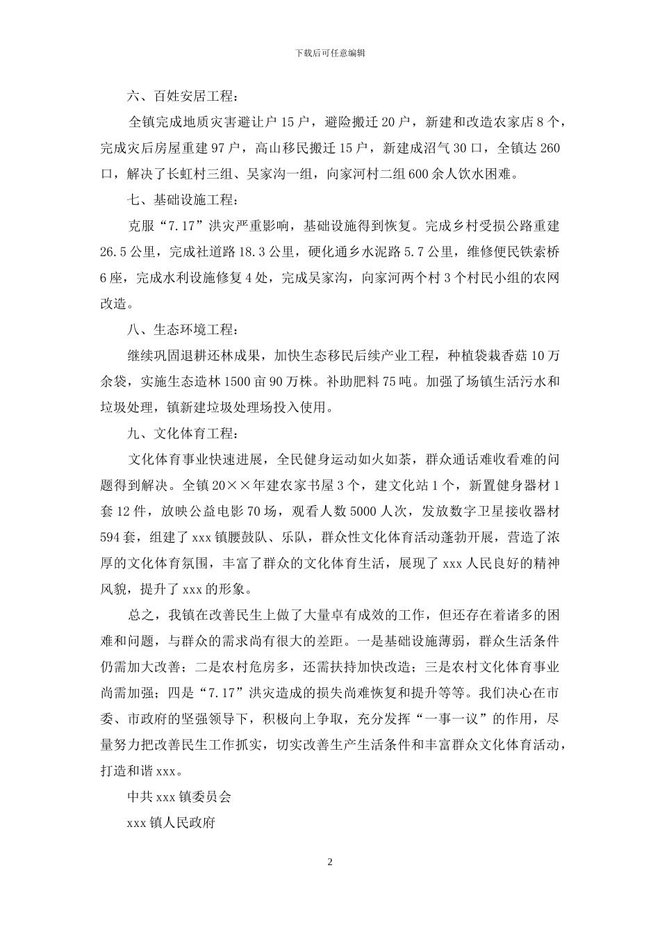 关于民生工程目标任务完成情况的自查报告_第2页