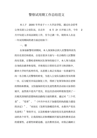 警察试用期工作总结范文