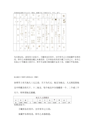 四柱地支藏干