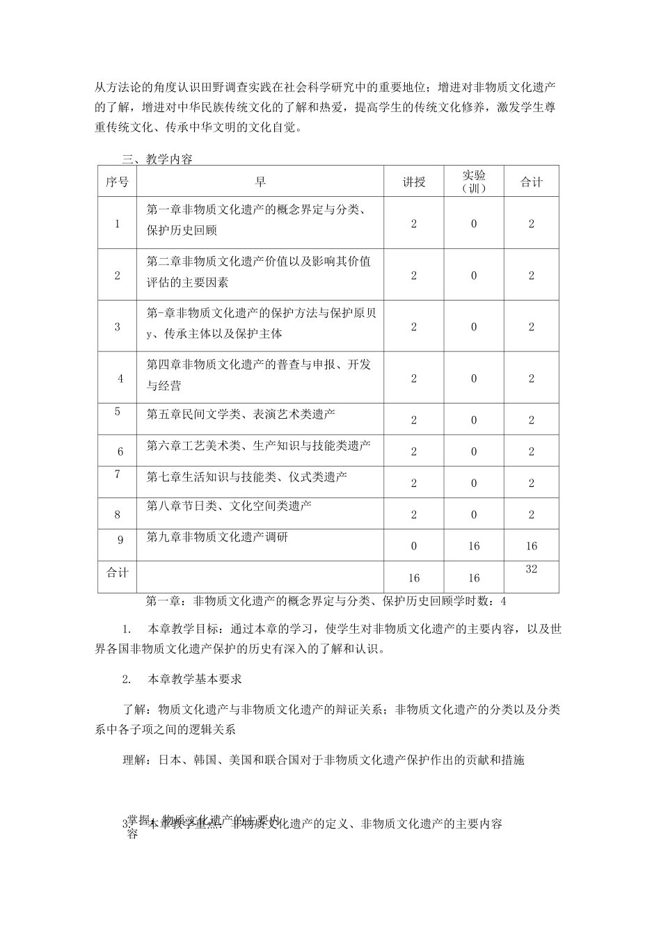 非物质文化遗产保护与开发教学大纲_第3页