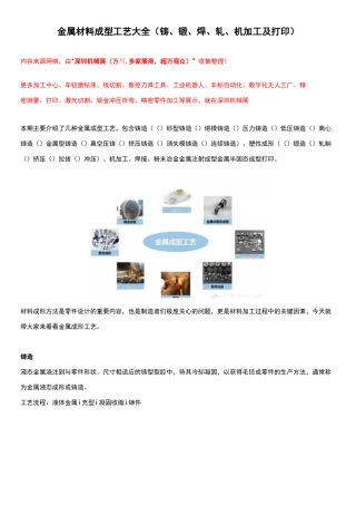 金属材料成型工艺大全(铸、锻、焊、轧、机加工及3D打印)
