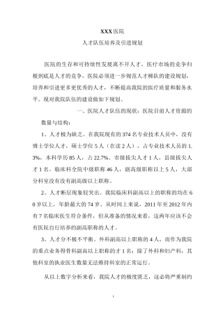 医院人才队伍建设规划