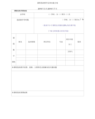 课程思政教学总体实施方案