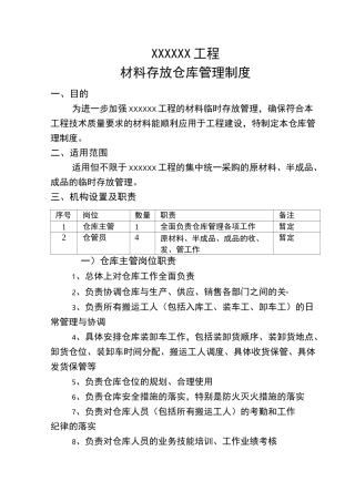 工程仓库管理制度