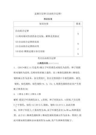 孟德尔定律(自由组合定律)