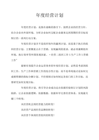 年度经营计划