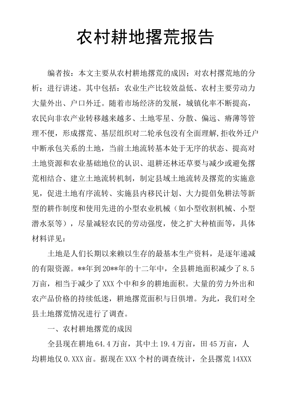 农村耕地撂荒报告_第1页